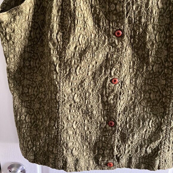 CJ Banks Vest size 3X Button Front Green Stretch Vest Boho Comfy. - Picture 3 of 13